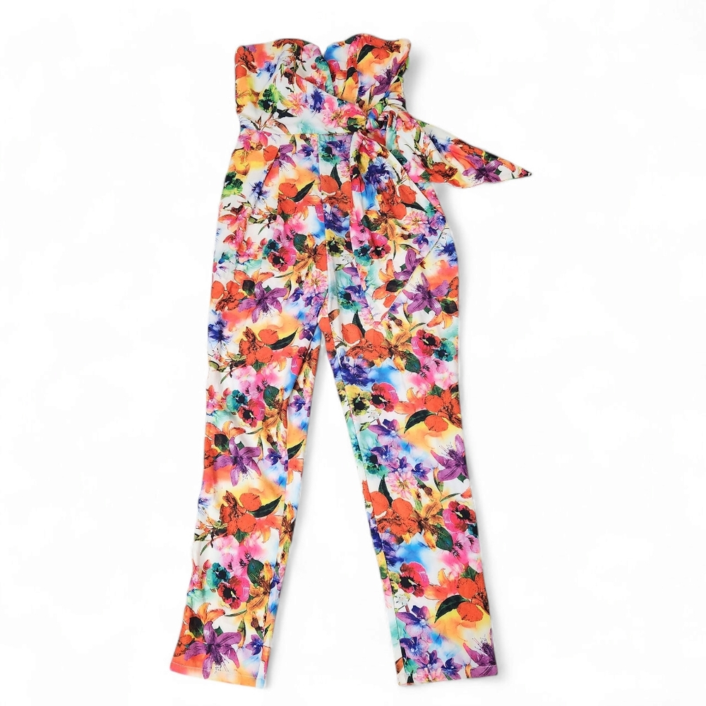 Mustard Seed‎ Vibrant Multicolor Floral Jumpsuit Size: S